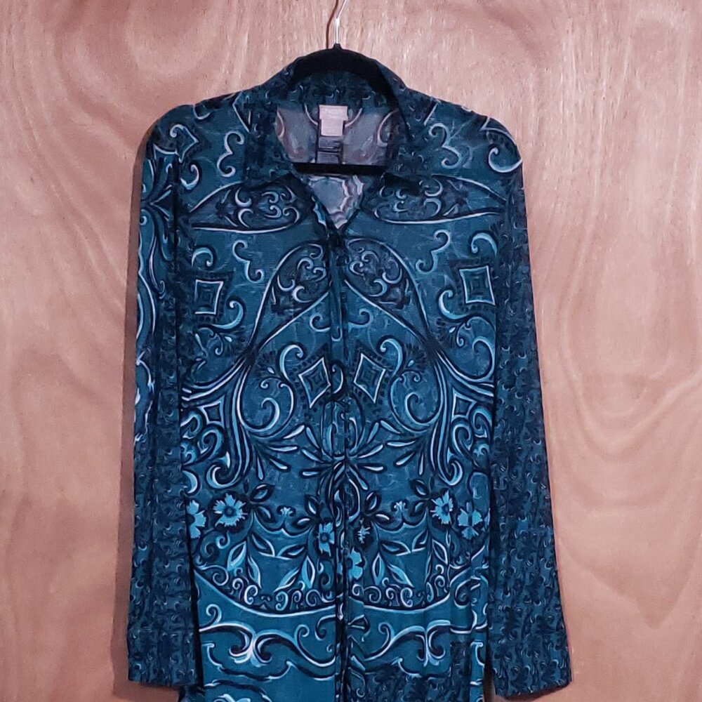 Chico's Teal Mid Length Duster